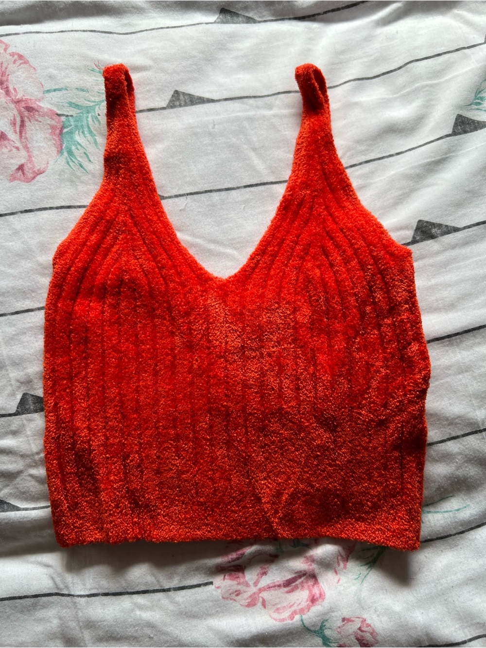 silence + noise Orange Ribbed Knit Crop Tank